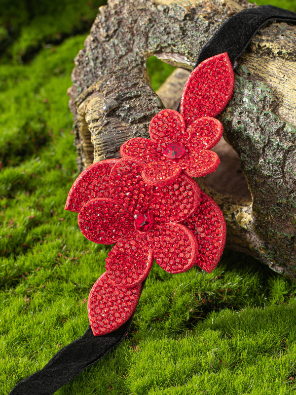 Κολιέ με τεχνητό κρύσταλλο, χειροποίητο, διακοσμητικό ανθώδες μενταγιόν από Rhinestone – πρωτότυπος σχεδιασμός