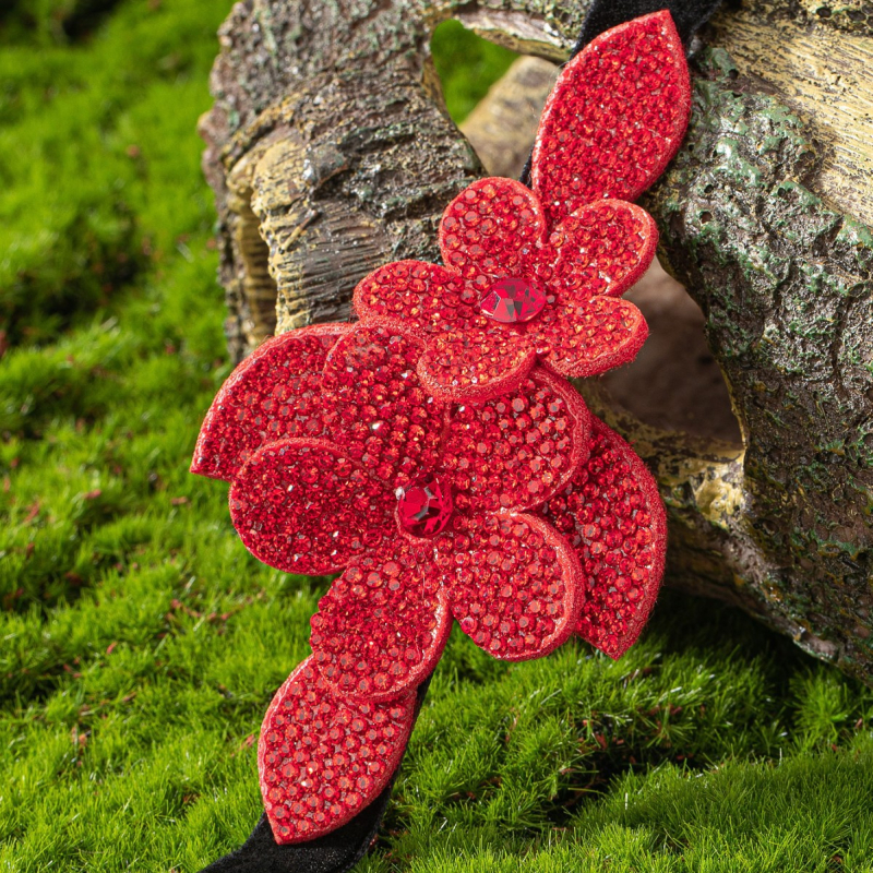 Κολιέ με τεχνητό κρύσταλλο, χειροποίητο, διακοσμητικό ανθώδες μενταγιόν από Rhinestone – πρωτότυπος σχεδιασμός