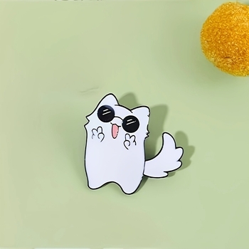 Vaikų metalo broša su katės letenos pergalės gestu – cinko lydinys, deimanto įklijavimas, ritininis užsegimas