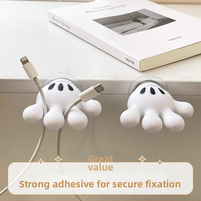 Yunlu креативен пластмасов настолен организатор за кабели и четки за зъби, Mickey Palm Hook, самозалепващ, без пробиване, 2025