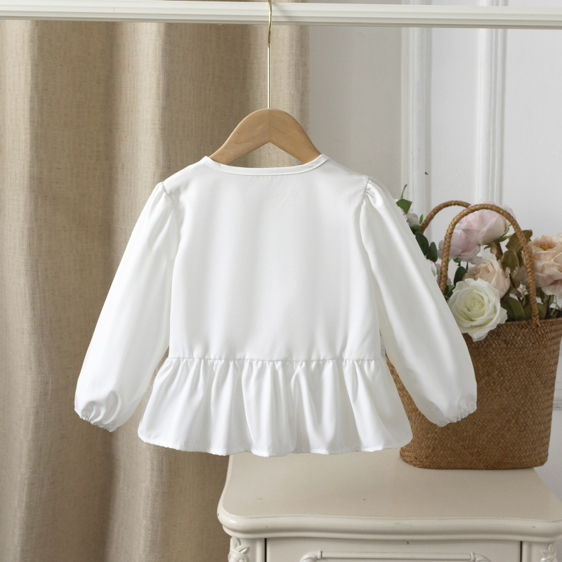 Cardigan pentru fete, mâneci lungi, decor 3D în formă de fluture, închidere cu nasturi pe un singur rând, țesătură din amestec poliester (80%), potrivit pentru primăvară și toamnă