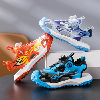 Pantofi de plajă pentru copii, sus din plasă, talpă EVA, închidere cu buton rotativ, model solid, vârsta 4–16 ani