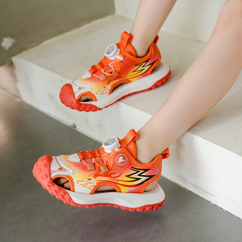 Pantofi de plajă pentru copii, sus din plasă, talpă EVA, închidere cu buton rotativ, model solid, vârsta 4–16 ani