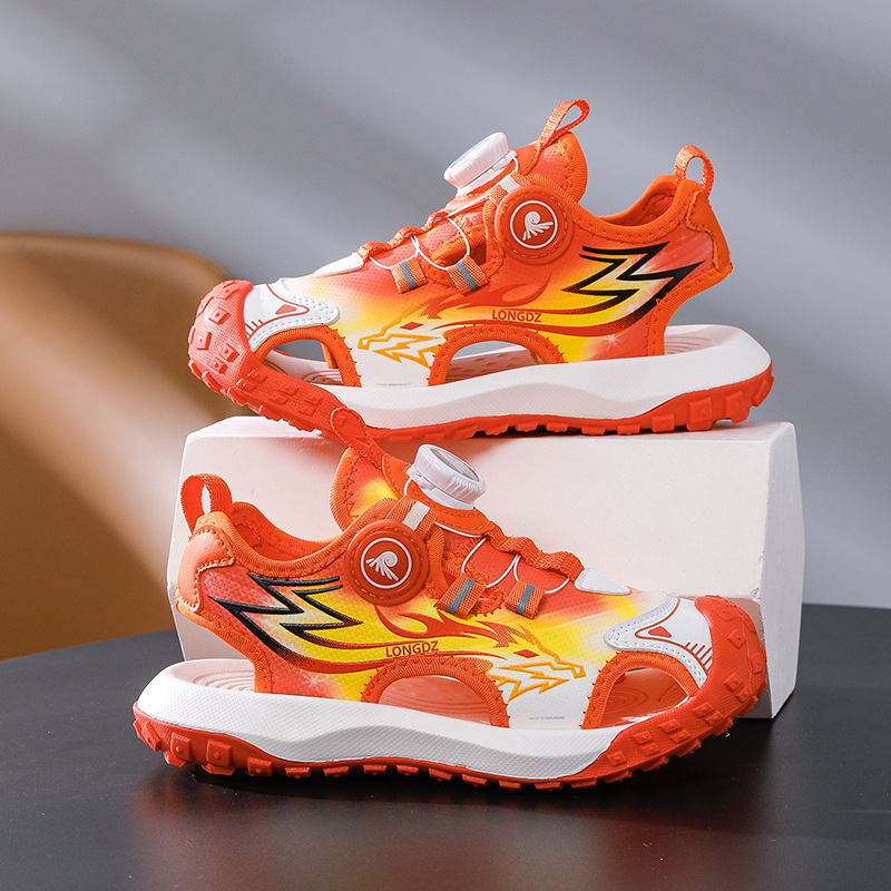 Pantofi de plajă pentru copii, sus din plasă, talpă EVA, închidere cu buton rotativ, model solid, vârsta 4–16 ani