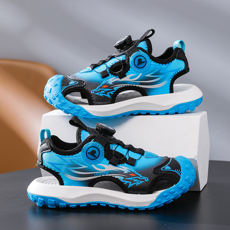 Pantofi de plajă pentru copii, sus din plasă, talpă EVA, închidere cu buton rotativ, model solid, vârsta 4–16 ani