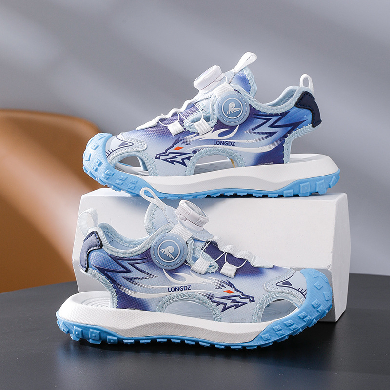 Pantofi de plajă pentru copii, sus din plasă, talpă EVA, închidere cu buton rotativ, model solid, vârsta 4–16 ani