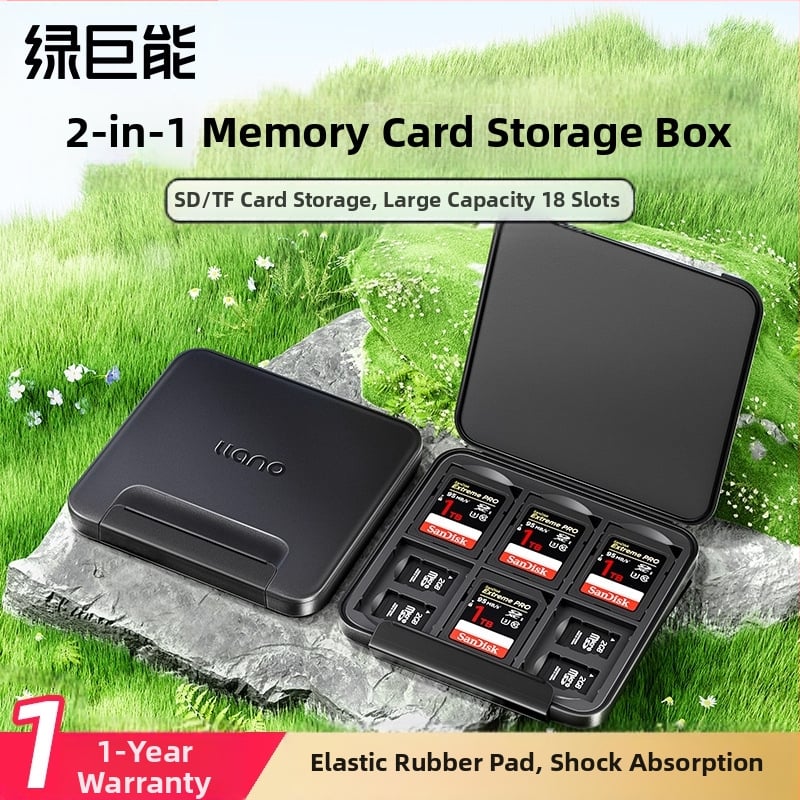 Atminties kortelių saugojimo dėklas – Green Giant Energy llano, šiuolaikiškas minimalistinis apsauginis dėklas SD/atminties kortelėms, CRC10