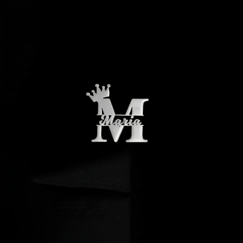 Καρφίτσα κορώνα από τιτάνιο ατσάλι, DIY προσαρμογή ονόματος στα Αγγλικά, ηλεκτροπλατίωση.