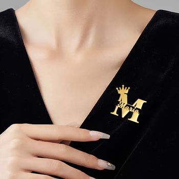 Καρφίτσα κορώνα από τιτάνιο ατσάλι, DIY προσαρμογή ονόματος στα Αγγλικά, ηλεκτροπλατίωση.