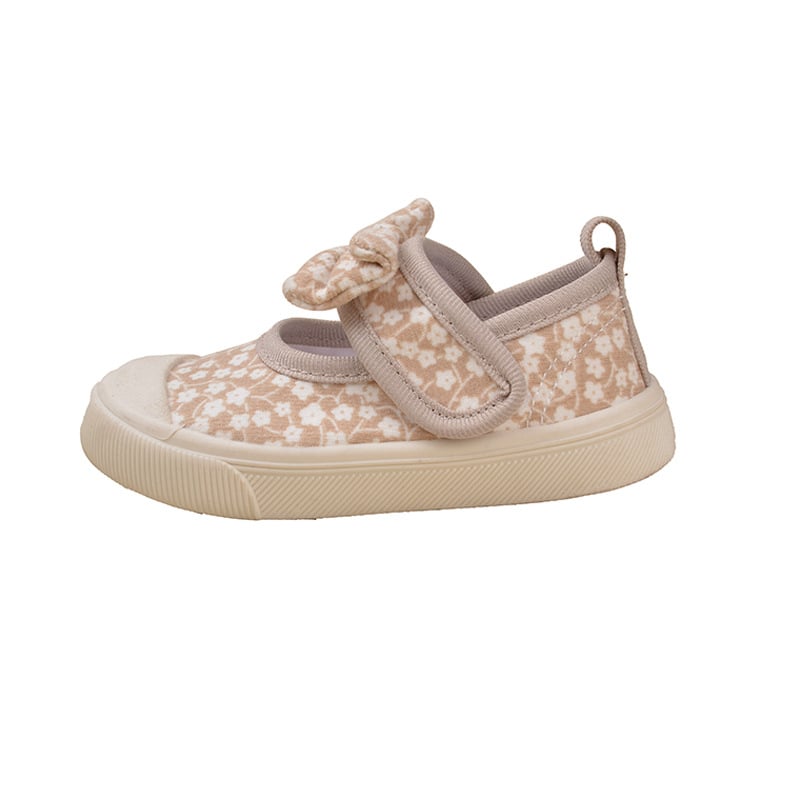 Pantofi din pânză pentru fete, cu Velcro, model floral, talpă TPR, vârsta 4-12 ani