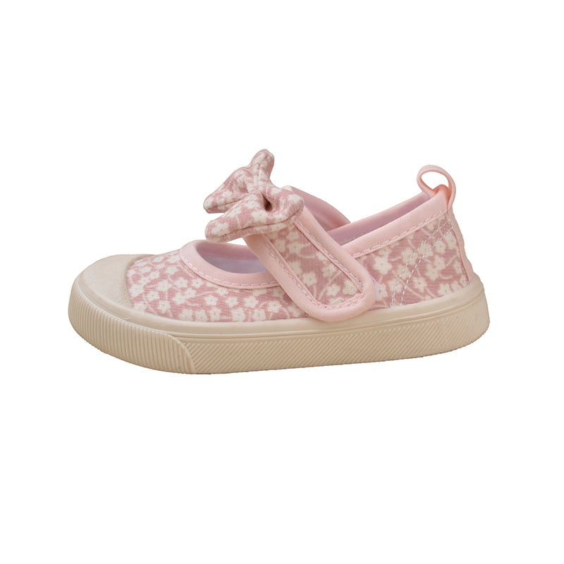 Pantofi din pânză pentru fete, cu Velcro, model floral, talpă TPR, vârsta 4-12 ani