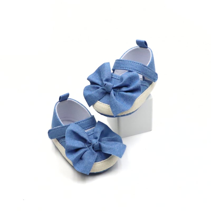 Bērnu staigāšanas kurpītes ar mīkstu pretslīdes zoli, augšdaļa no auduma, EVA zolīte, Velcro aizdare, zems augšējais maliņš — vecums 0–15 mēneši