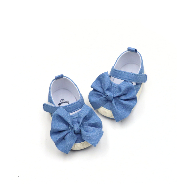 Bērnu staigāšanas kurpītes ar mīkstu pretslīdes zoli, augšdaļa no auduma, EVA zolīte, Velcro aizdare, zems augšējais maliņš — vecums 0–15 mēneši