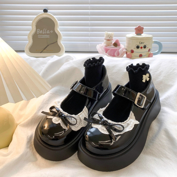 Mary Jane δερμάτινα γυναικεία παπούτσια, στρογγυλός/η μύτης, PU πατενταρισμένο δέρμα, μεσαίο τακούνι 3–5 cm, λουρί με μία αγκράφα, στυλ Ακαδημαϊκό