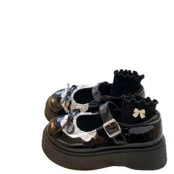 Mary Jane δερμάτινα γυναικεία παπούτσια, στρογγυλός/η μύτης, PU πατενταρισμένο δέρμα, μεσαίο τακούνι 3–5 cm, λουρί με μία αγκράφα, στυλ Ακαδημαϊκό