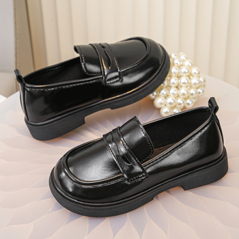 Pantofi copii din piele PU Mary Jane, Slip-On, embossat, talpă din cauciuc, stil coreean