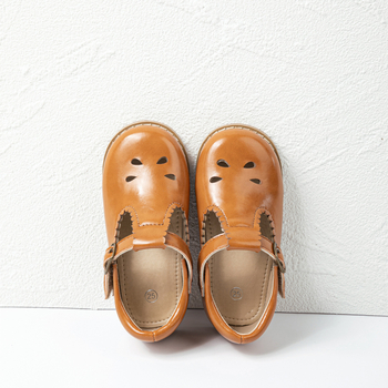 Pantofi pentru copii cu decupaje casual în stil prințesă, cataramă, PU, talpă din cauciuc, talpă joasă, stil britanic