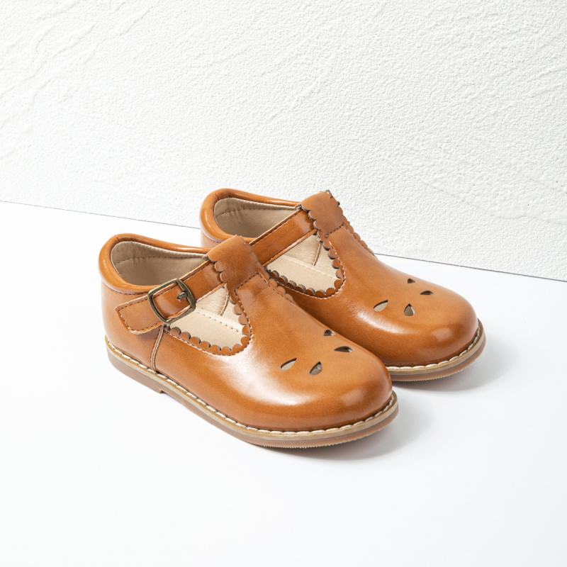 Pantofi pentru copii cu decupaje casual în stil prințesă, cataramă, PU, talpă din cauciuc, talpă joasă, stil britanic