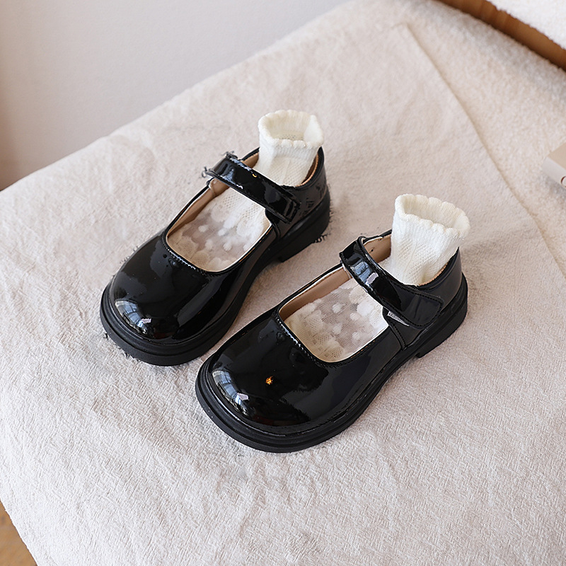 Mergaitėms odinės bateliai - PU viršus, gumos padas, Velcro užsegimas, korėjietiškas stilius, pavasaris-ruduo