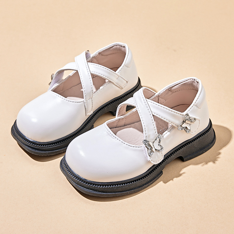 Vaikų Mary Jane bateliai - PU odos viršus, gumos padas, Velcro užsegimas, princesių stilius, priešslydžio funkcija