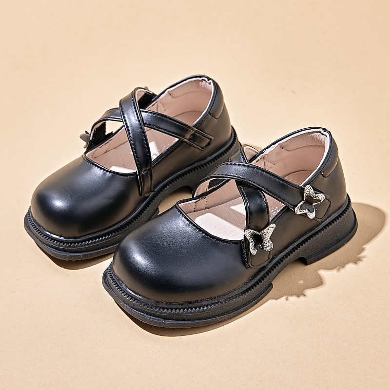 Vaikų Mary Jane bateliai - PU odos viršus, gumos padas, Velcro užsegimas, princesių stilius, priešslydžio funkcija