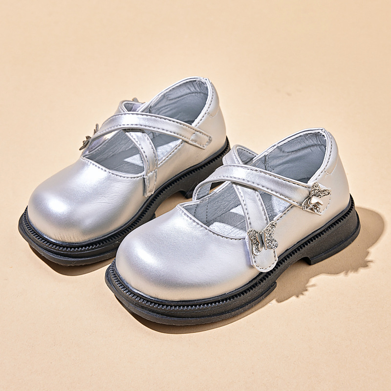 Vaikų Mary Jane bateliai - PU odos viršus, gumos padas, Velcro užsegimas, princesių stilius, priešslydžio funkcija