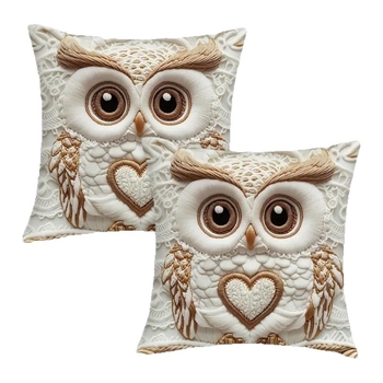 Калъф за възглавница – бухал, серия Животни, марка Shang lei, мек къс плюш, едностранен печат, модерен минималистичен стил