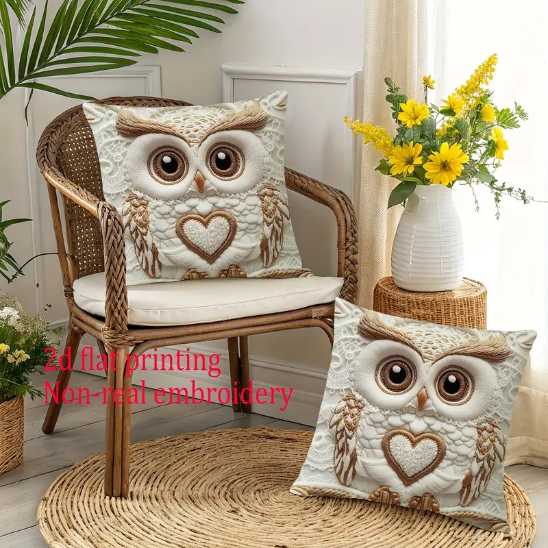 Spilvena vāciņš – pūce, Dzīvnieku sērija, Shang lei zīmols, mīksts īss pūšļains audums, vienpusēja drukāšana, mūsdienīgs minimālisma stils