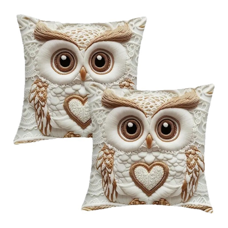 Spilvena vāciņš – pūce, Dzīvnieku sērija, Shang lei zīmols, mīksts īss pūšļains audums, vienpusēja drukāšana, mūsdienīgs minimālisma stils