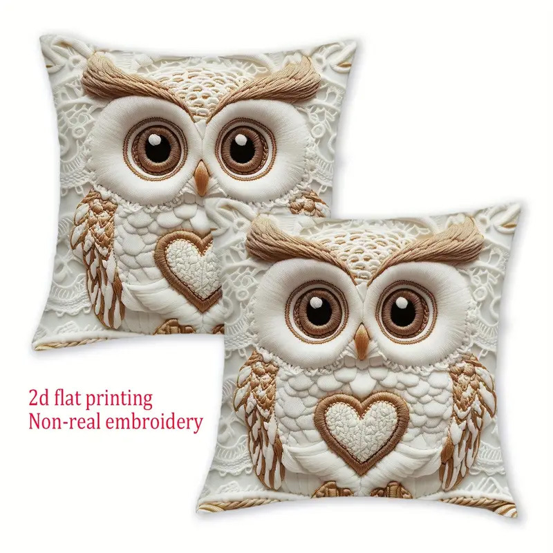 Spilvena vāciņš – pūce, Dzīvnieku sērija, Shang lei zīmols, mīksts īss pūšļains audums, vienpusēja drukāšana, mūsdienīgs minimālisma stils