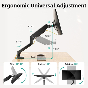 Expassion Αλουμινένιος βραχίονας οθόνης γραφείου, μοντέλο PSMA03, τύπος τραπεζιού, στήριξη