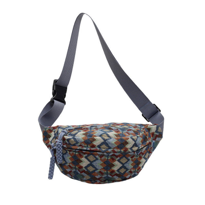 Geantă crossbody din pânză cu model pătrățeles, stil coreean casual, toamnă 2024 (închidere cu fermoar, buzunar pentru telefon, căptușeală din poliester, strat interior, exterior tridimensional)