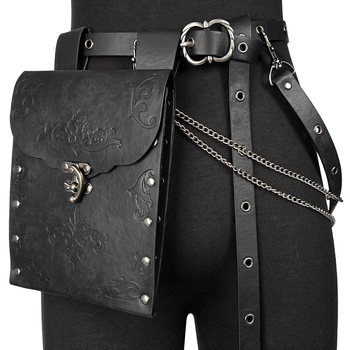 Viduslaiku reljēvāta ādas plecu soma, ziemeļniecisks Viking stila cosplay rekvizīts, komplekts 4 gab., zīmols Baji, pieaugušajiem