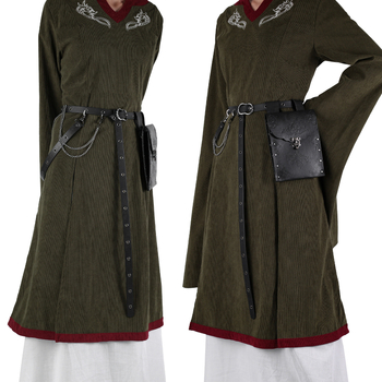 Viduslaiku reljēvāta ādas plecu soma, ziemeļniecisks Viking stila cosplay rekvizīts, komplekts 4 gab., zīmols Baji, pieaugušajiem