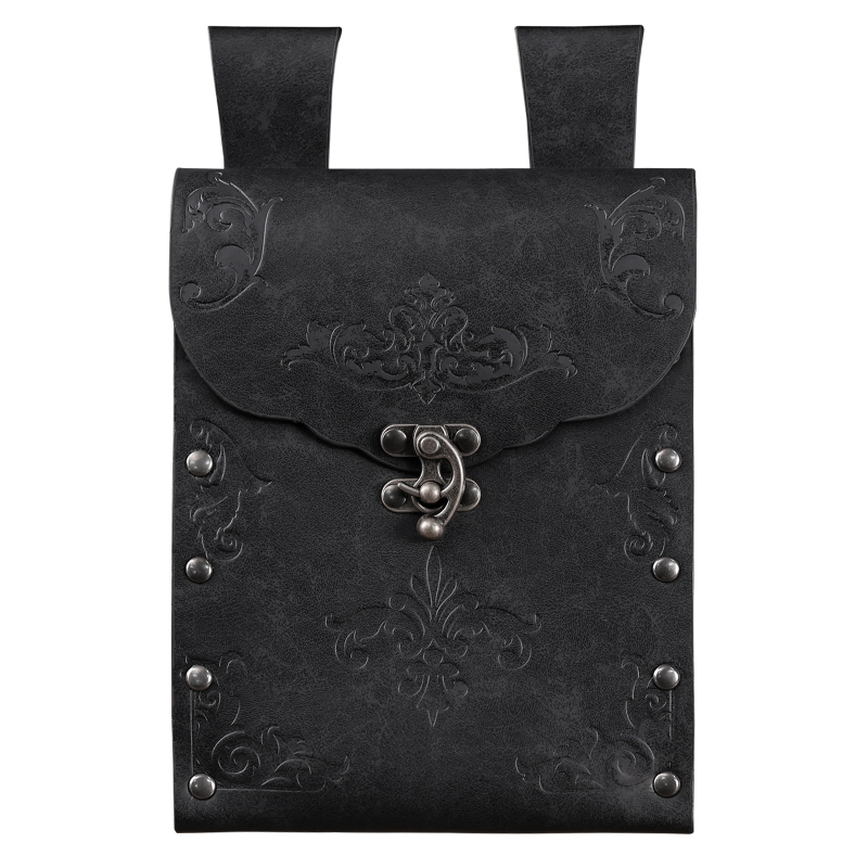 Viduslaiku reljēvāta ādas plecu soma, ziemeļniecisks Viking stila cosplay rekvizīts, komplekts 4 gab., zīmols Baji, pieaugušajiem