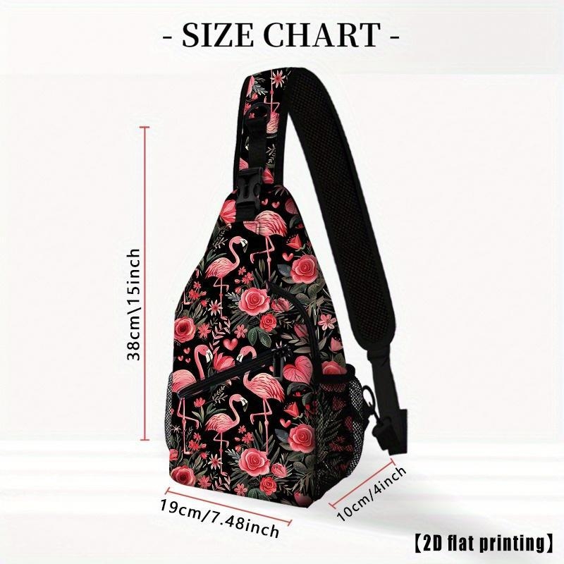 Rucsac de drumeție cu imprimeu floral flamingo | Material PU | Primăvara 2025 | Stil neutru pentru ambele sexe | Utilizare zilnică