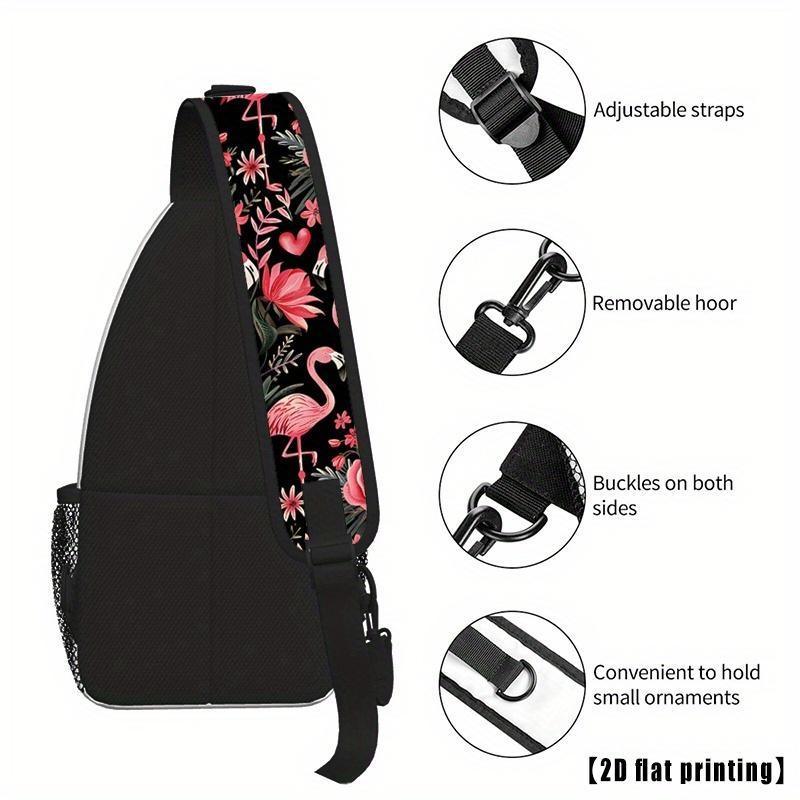 Rucsac de drumeție cu imprimeu floral flamingo | Material PU | Primăvara 2025 | Stil neutru pentru ambele sexe | Utilizare zilnică