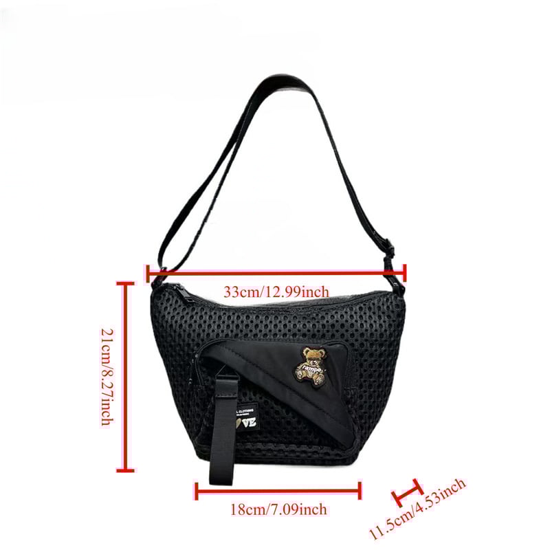 Geantă crossbody din nylon, stil urban minimalist, formă dreptunghiulară, închidere cu fermoar, căptușeală poliester-bumbac