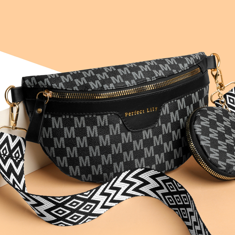 PU sedlov stiliaus pečių krepšys – užtrauktukas, kišenė su užtrauktuku, 3D išorinis paviršius