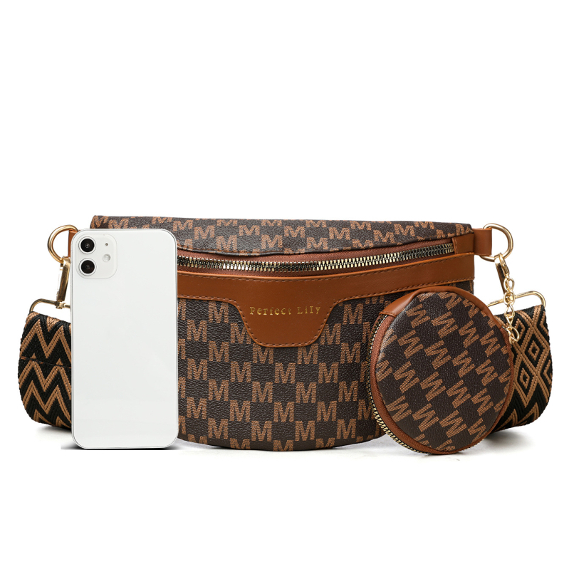 PU sedlov stiliaus pečių krepšys – užtrauktukas, kišenė su užtrauktuku, 3D išorinis paviršius