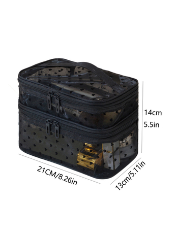 Двупластова мрежеста чанта за грим, дишаща полиестер козметична чанта, унисекс