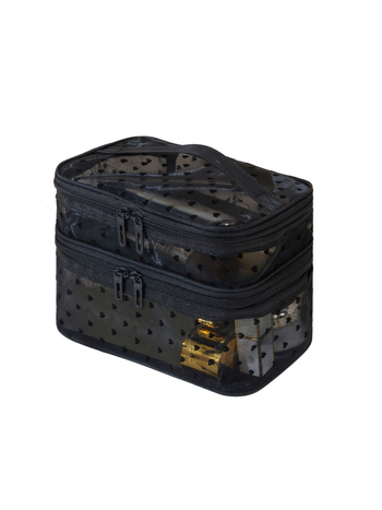 Двупластова мрежеста чанта за грим, дишаща полиестер козметична чанта, унисекс