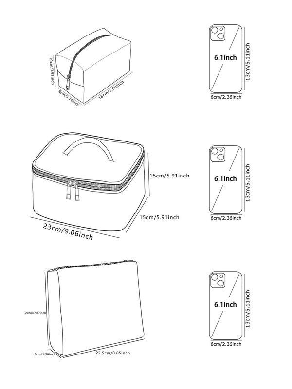 Set de genți pentru machiaj, material PU, stil elegant femeie matură, pentru depozitare acasă