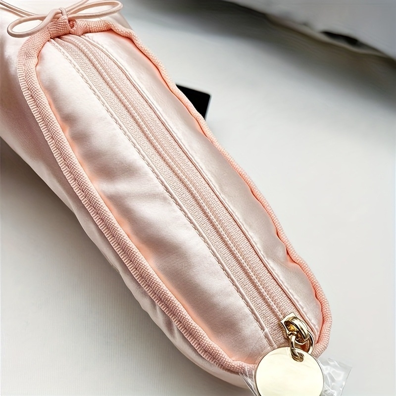 Θήκη μακιγιάζ κυλινδρικού σχήματος με φερμουάρ, φορητή τσάντα καλλυντικών για πινέλα και παπούτσια μπαλέτου, πολυεστερικό εξωτερικό και επένδυση