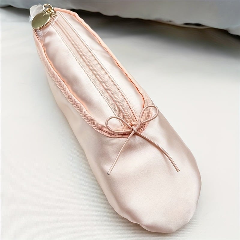 Θήκη μακιγιάζ κυλινδρικού σχήματος με φερμουάρ, φορητή τσάντα καλλυντικών για πινέλα και παπούτσια μπαλέτου, πολυεστερικό εξωτερικό και επένδυση