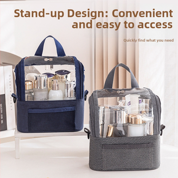 Козметична чанта от Oxford плат, водоустойчива, подплата от найлон, едноцветен модел, за ежедневна употреба