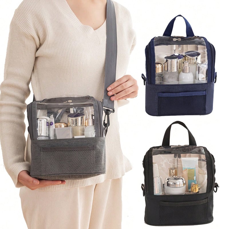 Geantă de machiaj din Oxford, impermeabilă, căptușită cu nailon, culoare uni, pentru utilizare zilnică