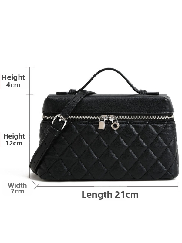 Box Bag PU — градска минималистична чанта за ръка с цип, джоб за телефон, полиестерна подплата