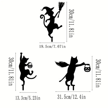 Μεταλλικά κηπουρικά πασσάλια για λουλούδια, σετ 3 τεμάχια, μοντέρνος μινιμαλισμός, διακόσμηση Halloween, ST001