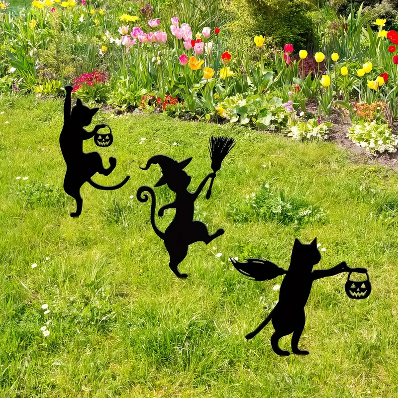 Geležiniai sodo stulpeliai gėlėms, 3 dalių komplektas, šiuolaikinis minimalistinis stilius, Helovyno dekoracija, ST001